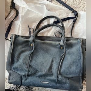 Navy suede handbag by Rebecca Minkoff